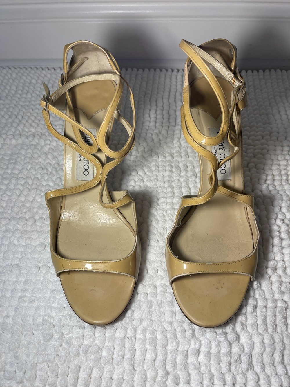 Jimmy Choo Yellow Patent Leather Strappy Heels